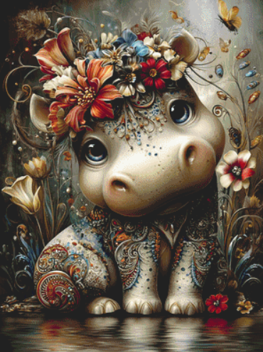 Hippo cross stitch pattern by Sassy E. Boutique
