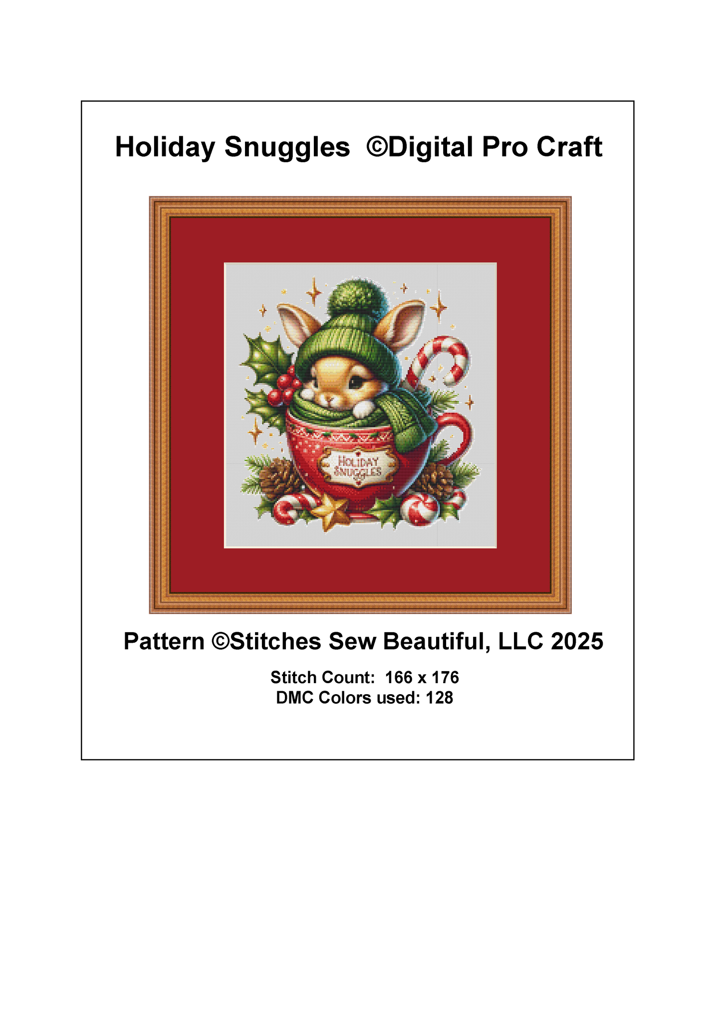 Holiday Snuggles (Ornament) counted cross stitch pattern by Digital Pro Craft