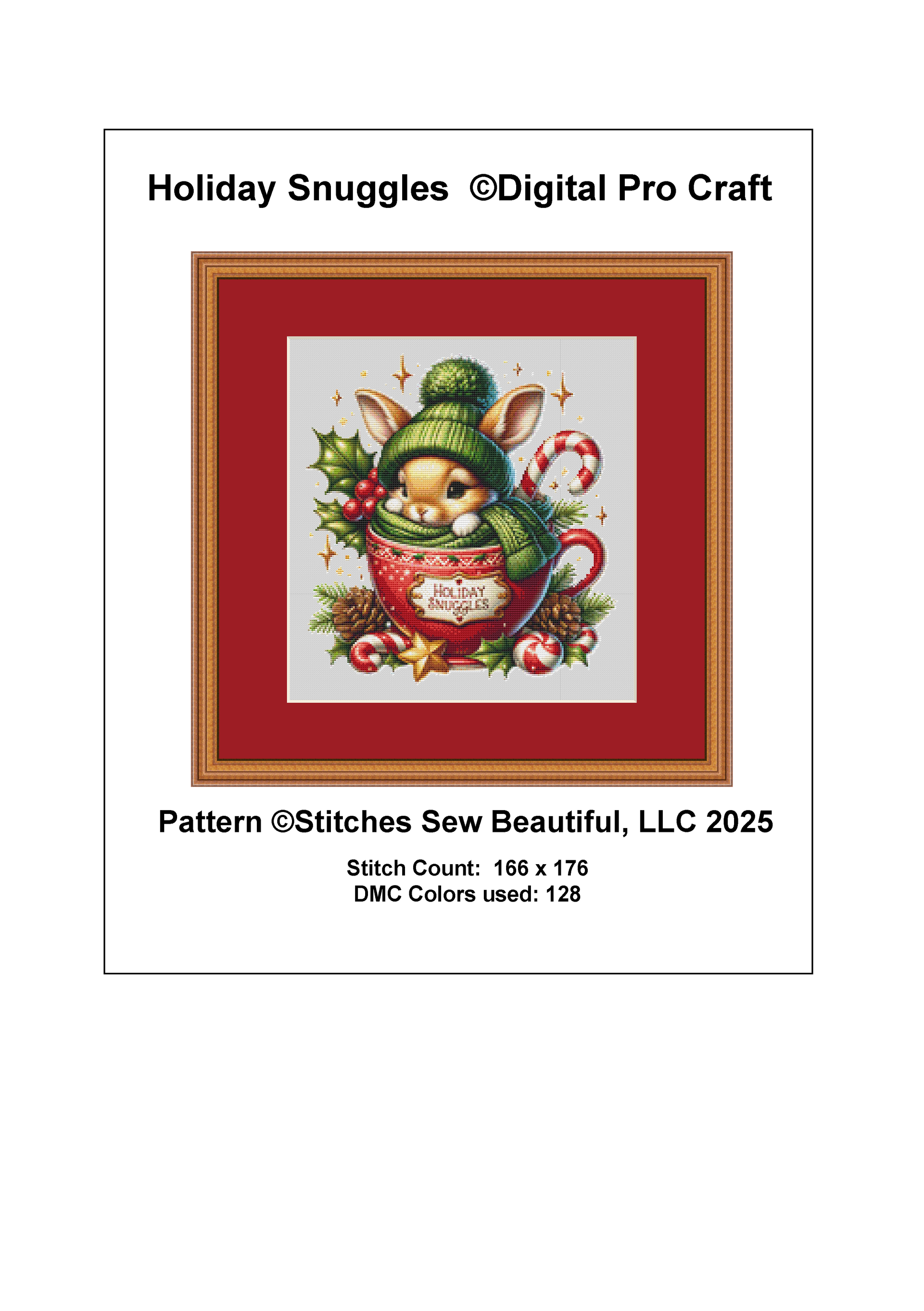 Holiday Snuggles (Ornament) counted cross stitch pattern by Digital Pro Craft