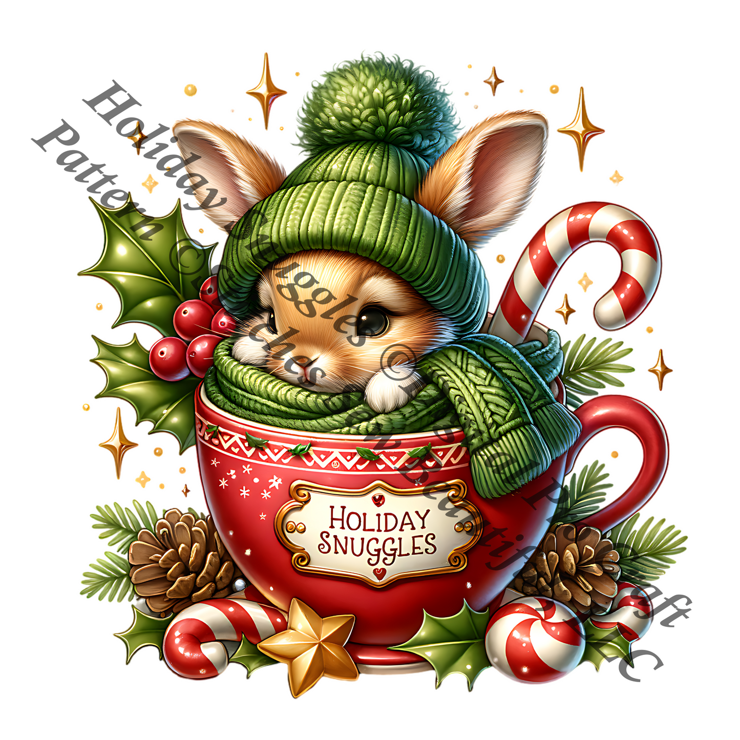 Holiday Snuggles (Ornament) counted cross stitch pattern by Digital Pro Craft