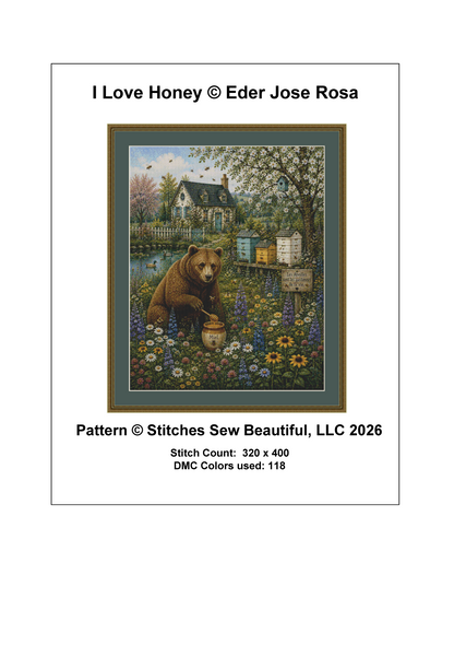 "I Love Honey" cross stitch pattern by Eder Jose Rosa