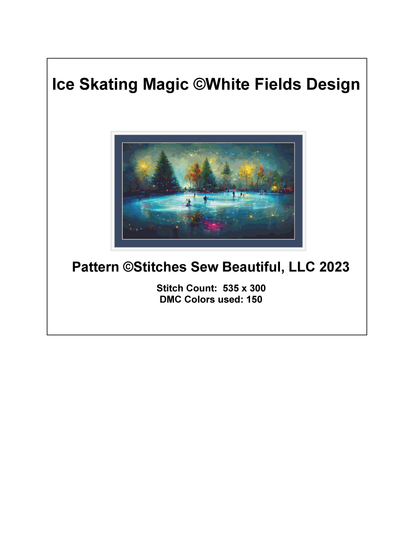 Ice Skating Magic counted cross stitch pattern by White Fields Design