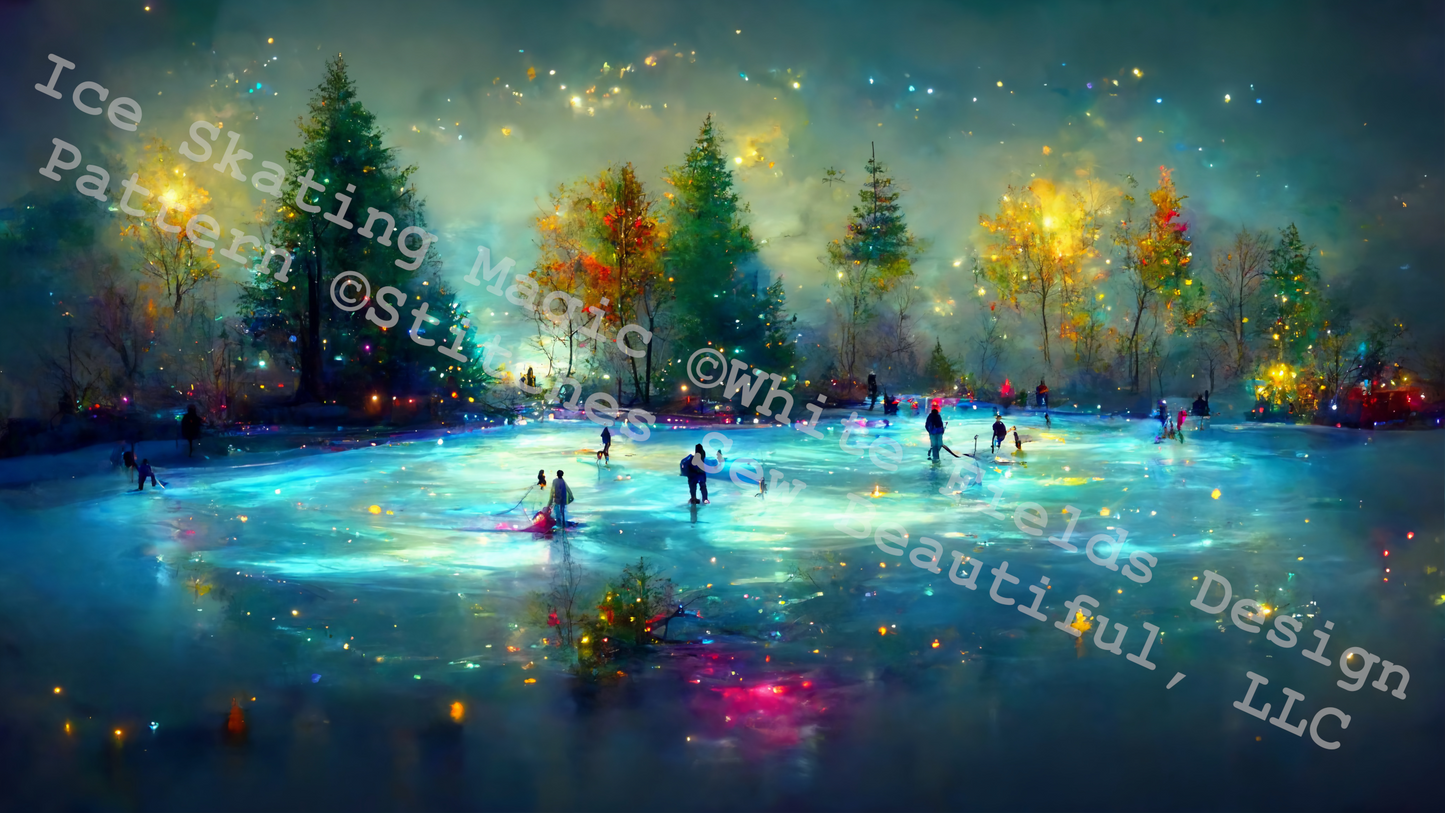 Ice Skating Magic counted cross stitch pattern by White Fields Design