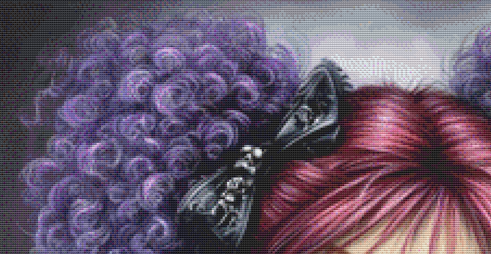 Ink and Amethyst counted cross stitch pattern by Queen Bee Designs