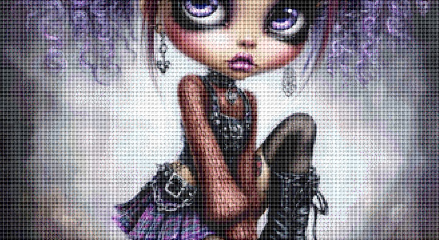 Ink and Amethyst counted cross stitch pattern by Queen Bee Designs