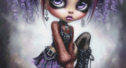 Ink and Amethyst counted cross stitch pattern by Queen Bee Designs