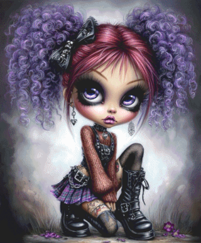 Ink and Amethyst counted cross stitch pattern by Queen Bee Designs