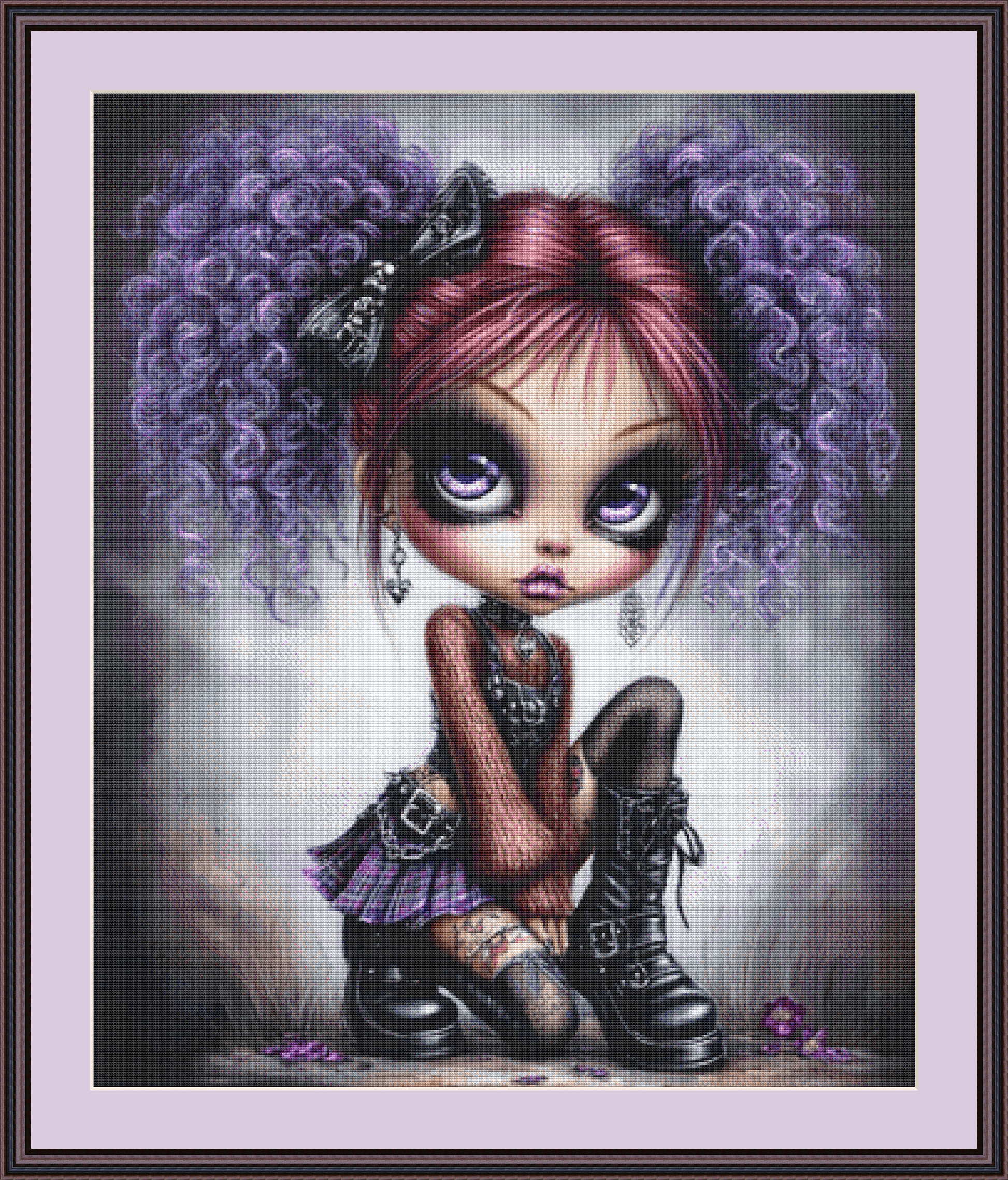 Ink and Amethyst counted cross stitch pattern by Queen Bee Designs