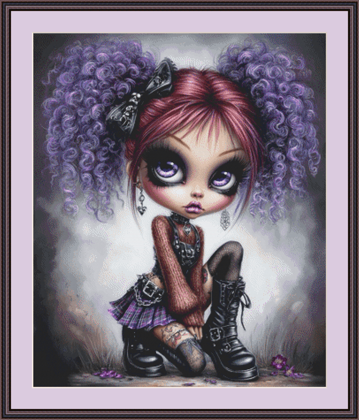 Ink and Amethyst counted cross stitch pattern by Queen Bee Designs