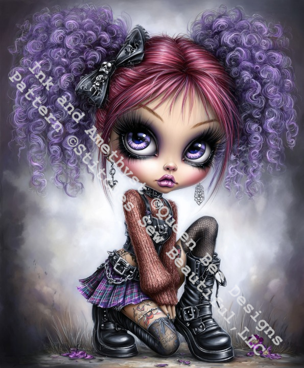 Ink and Amethyst counted cross stitch pattern by Queen Bee Designs