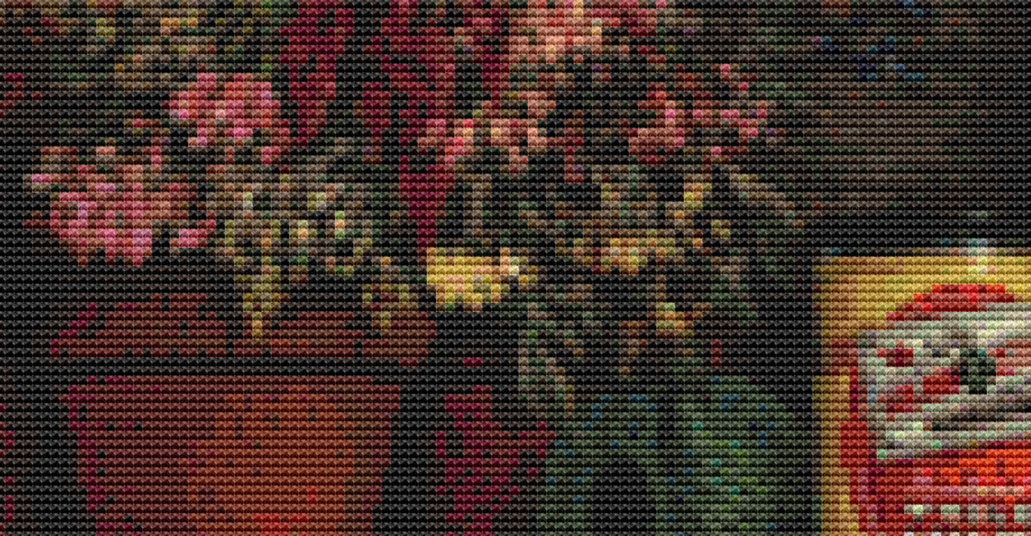 "Laid Back Tom" cross stitch pattern by Steve Read, Licensed by MGL, www.mglart.com
