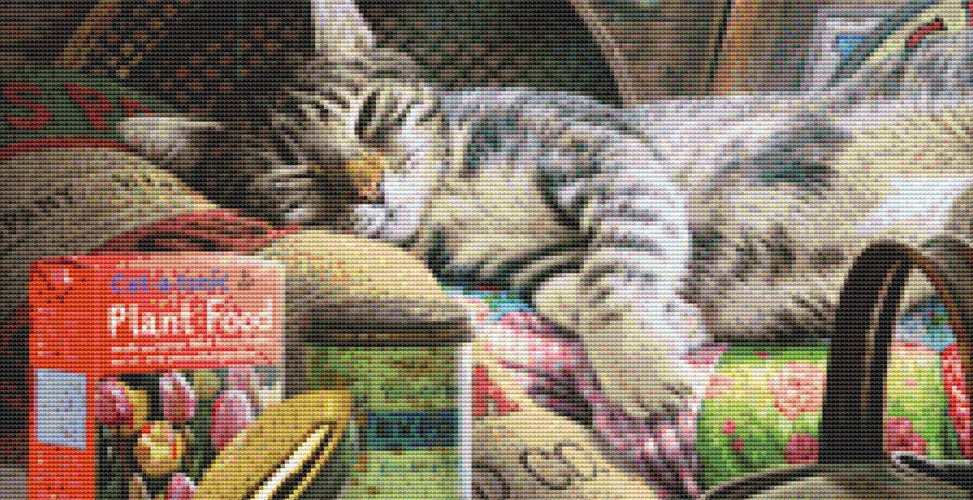 "Laid Back Tom" cross stitch pattern by Steve Read, Licensed by MGL, www.mglart.com