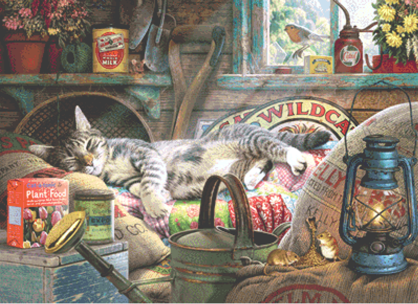 "Laid Back Tom" cross stitch pattern by Steve Read, Licensed by MGL, www.mglart.com