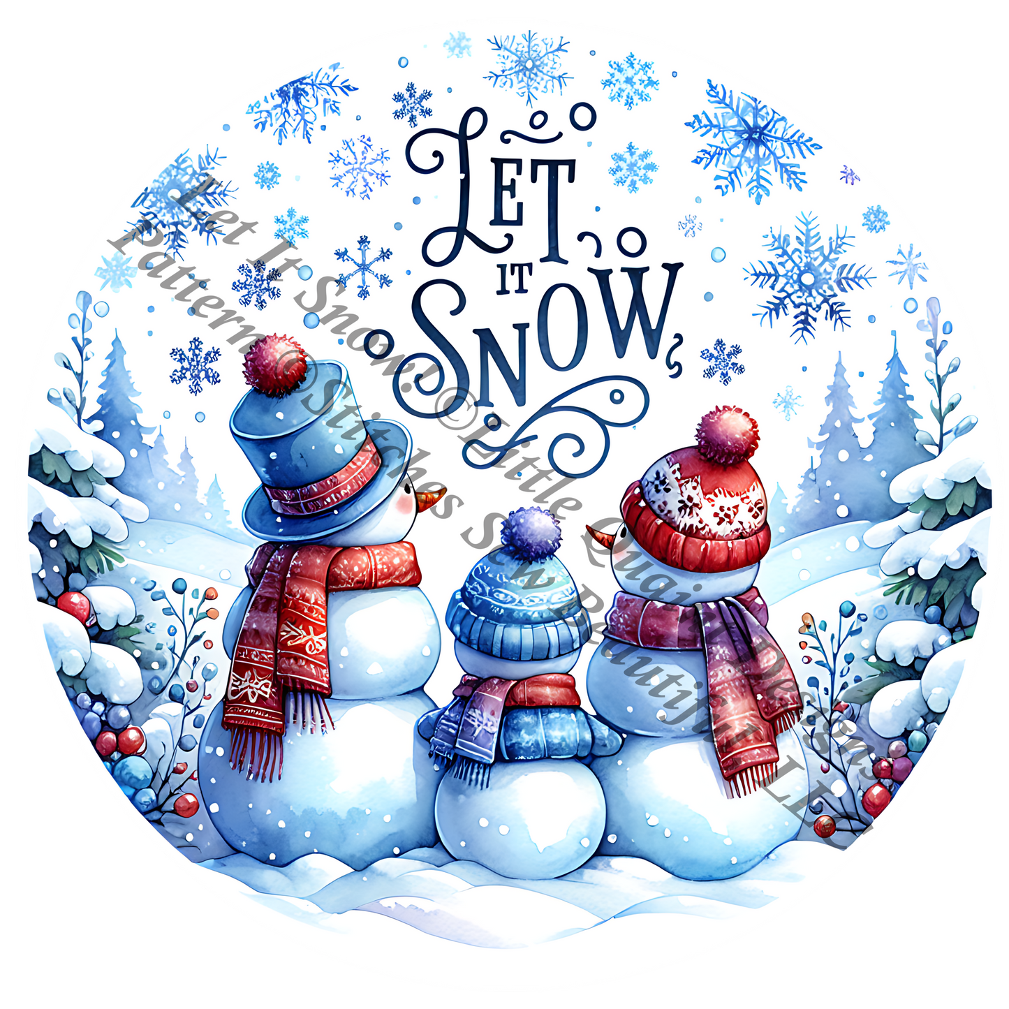 Let it Snow! (Ornament) counted cross stitch pattern by Little Quaint Designs