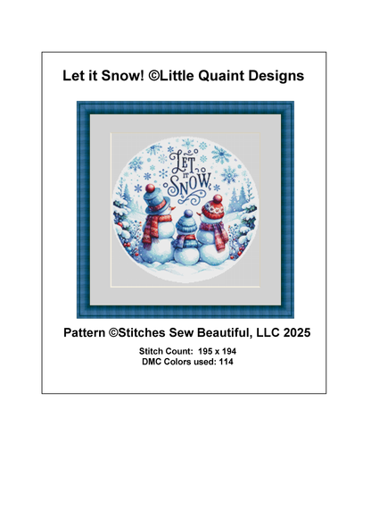 Let it Snow! (Ornament) counted cross stitch pattern by Little Quaint Designs