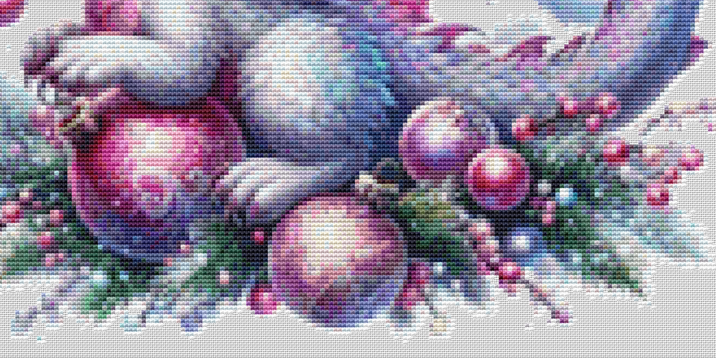 Lilac Christmas Dragon 1 (Ornament) counted cross stitch pattern by KVEPD Digitals