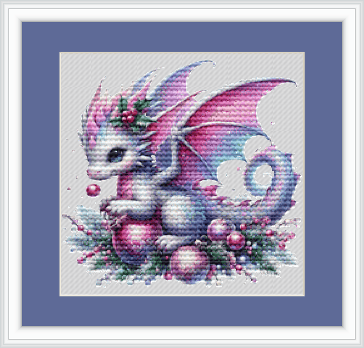 Lilac Christmas Dragon 1 (Ornament) counted cross stitch pattern by KVEPD Digitals