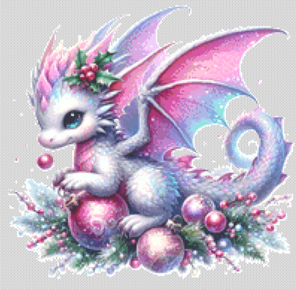 Lilac Christmas Dragon 1 (Ornament) counted cross stitch pattern by KVEPD Digitals