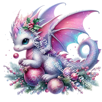 Lilac Christmas Dragon 1 (Ornament) counted cross stitch pattern by KVEPD Digitals
