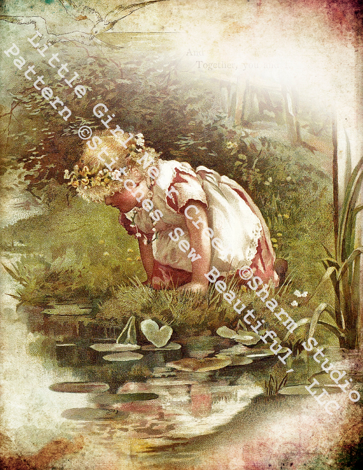 Little Girl Near Creek counted cross stitch pattern by Sharm Studio