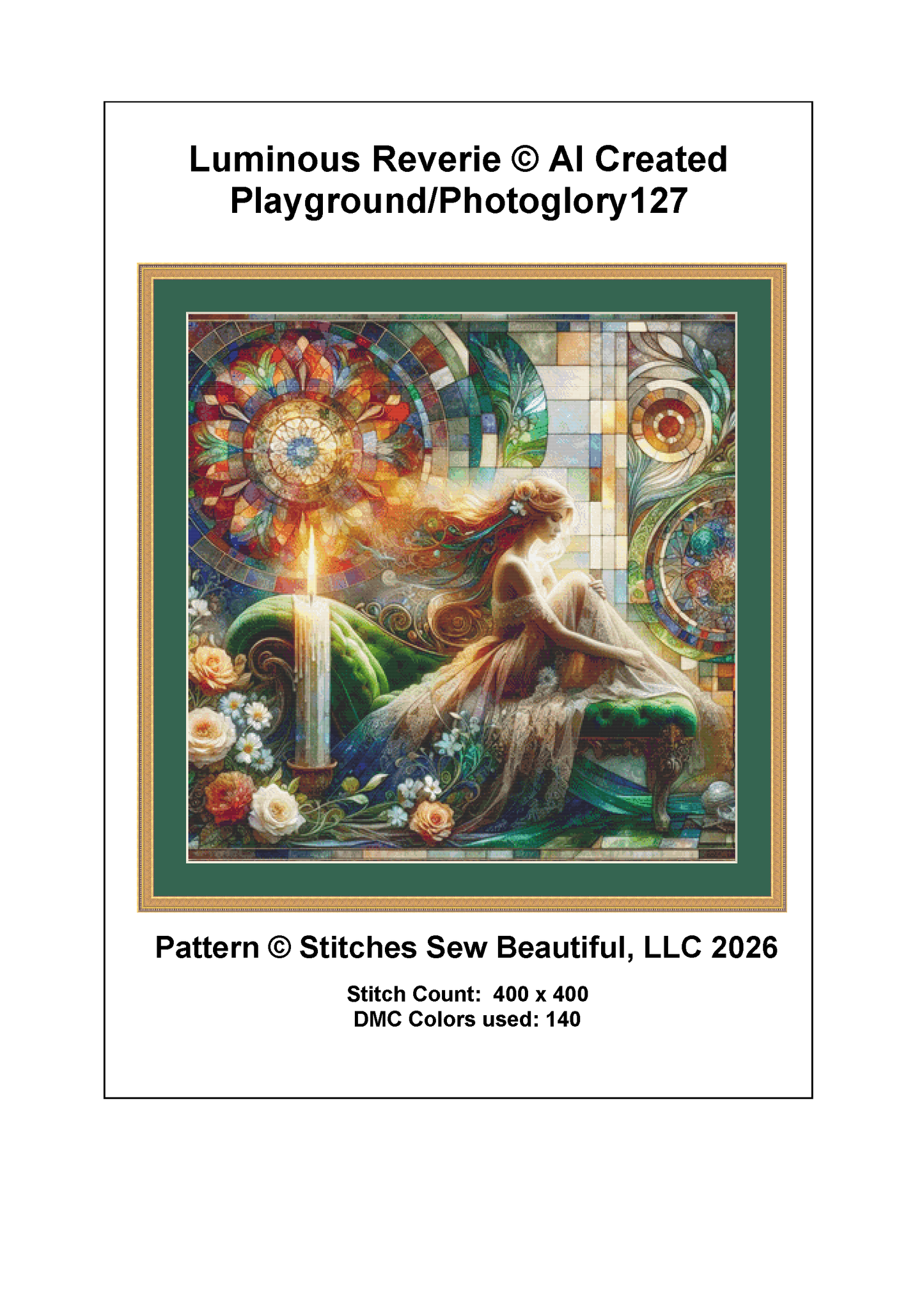 "Luminous Reverie" cross stitch pattern by AI Created Playground/Photoglory127
