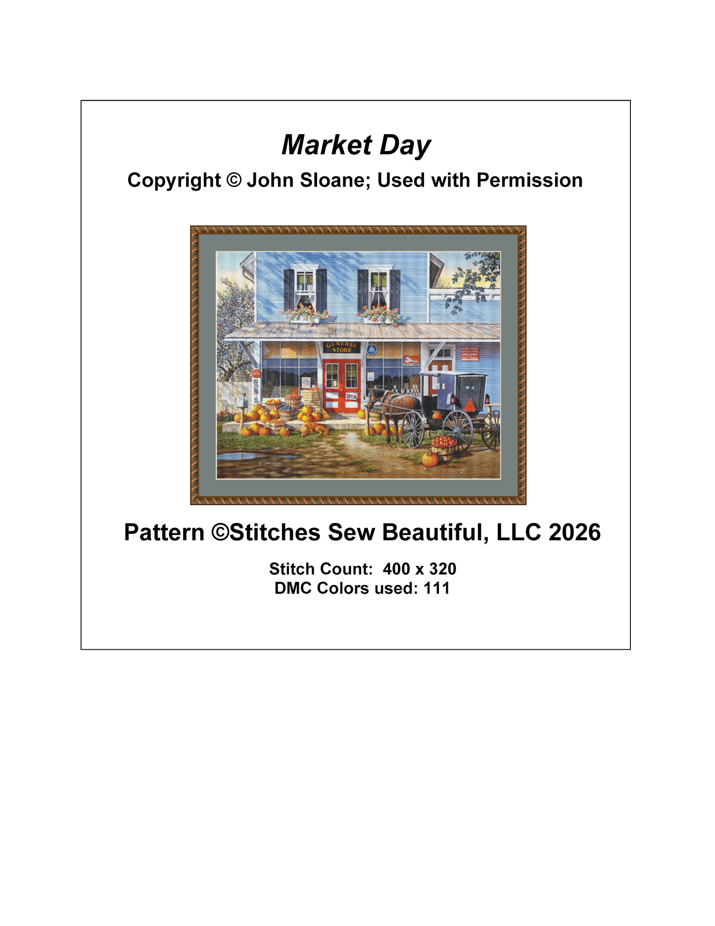 Market Day counted cross stitch pattern Copyright © John Sloane, used with Permission
