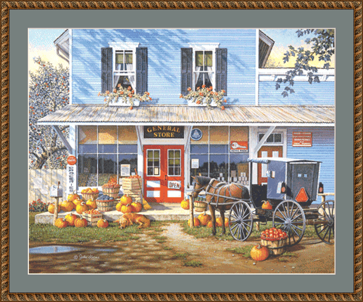 Market Day counted cross stitch pattern Copyright © John Sloane, used with Permission