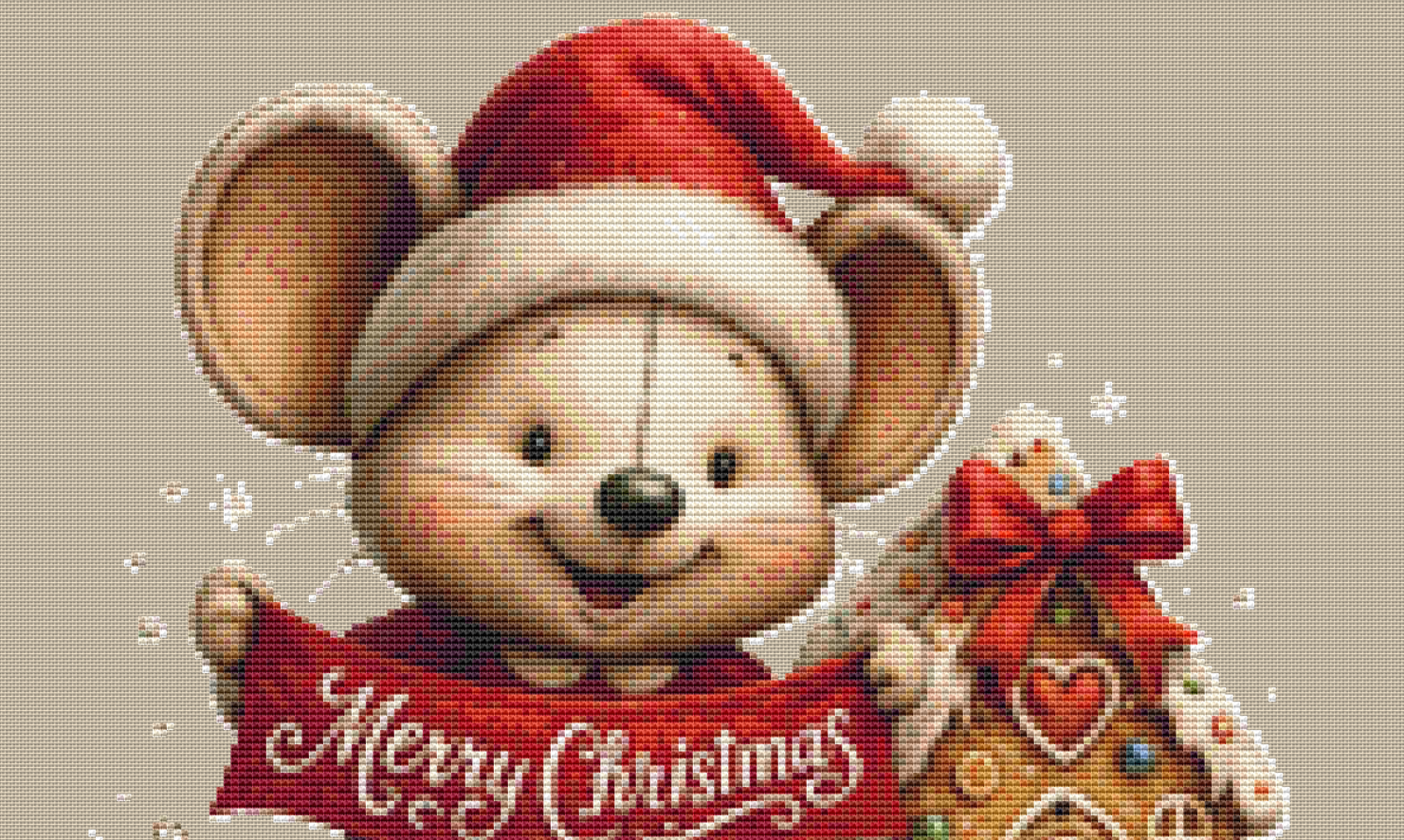 Merry Christmas Mouse (Ornament) counted cross stitch pattern by AsBloomStudio