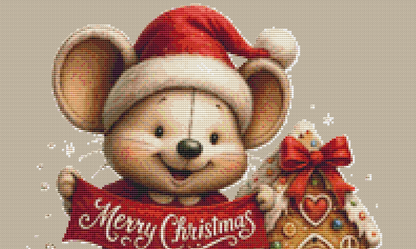 Merry Christmas Mouse (Ornament) counted cross stitch pattern by AsBloomStudio