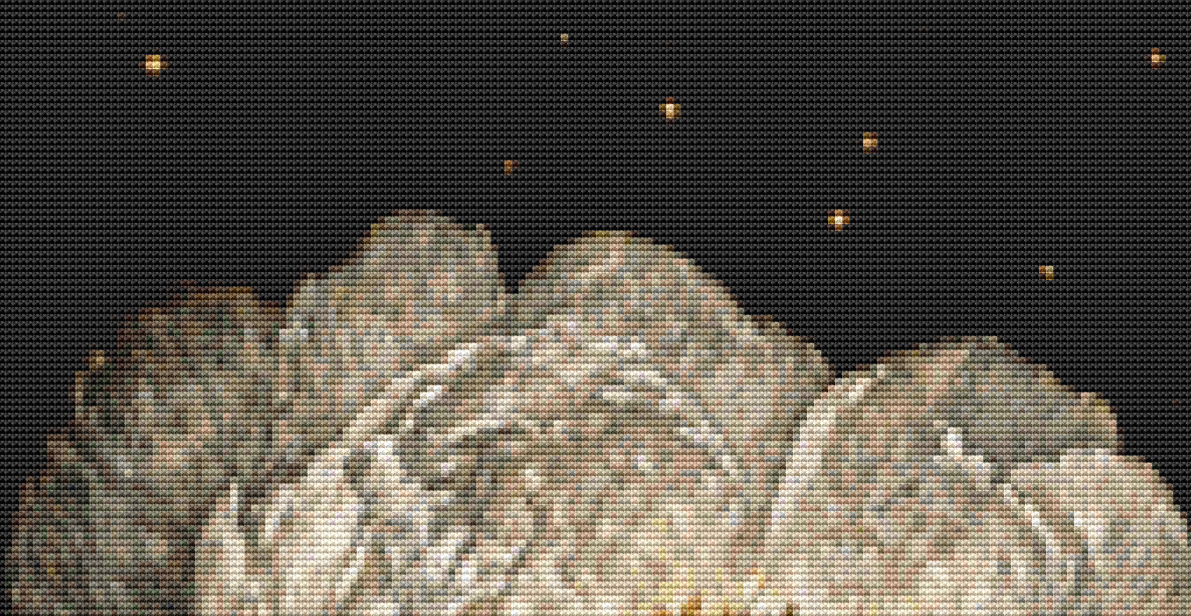 Moonflowers Blooming in Starfied cross stitch pattern by Ian's AI Art