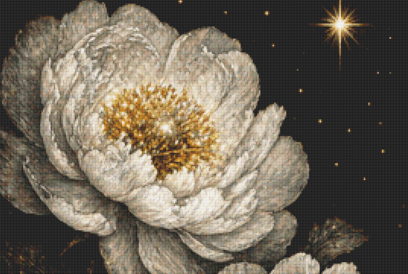 Moonflowers Blooming in Starfied cross stitch pattern by Ian's AI Art