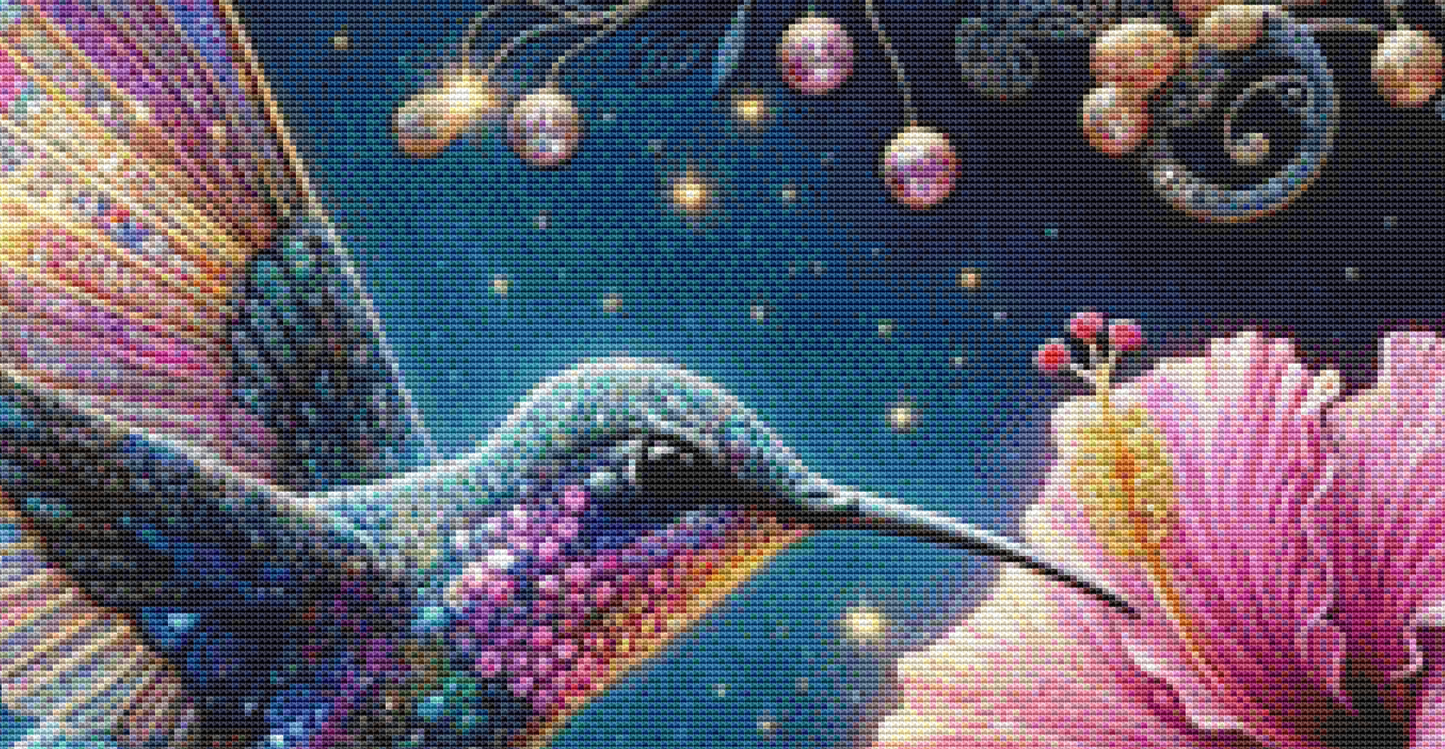 Moonlit Hummingbird cross stitch pattern by AI Created Playground/Photoglory127