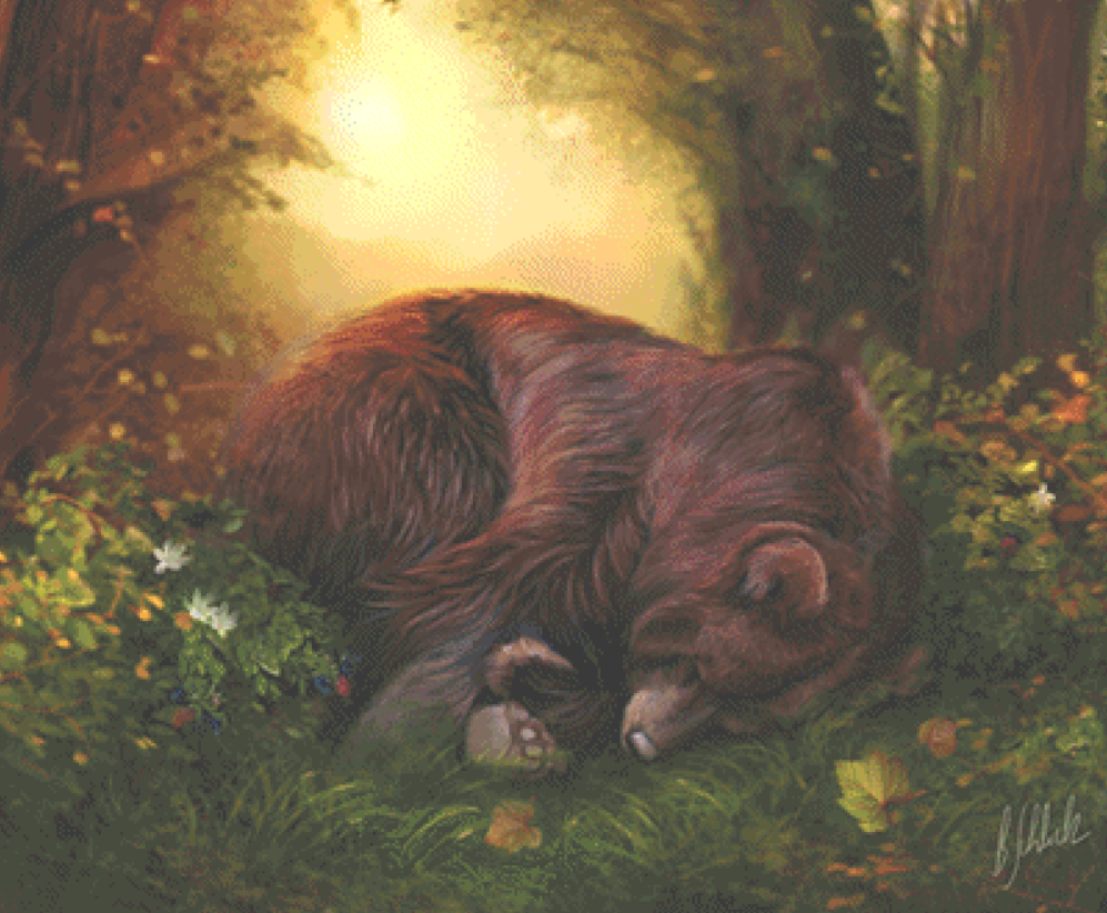 "Morning Sun" cross stitch pattern by Bente Schlick, Licensed by MGL, www.mglart.com