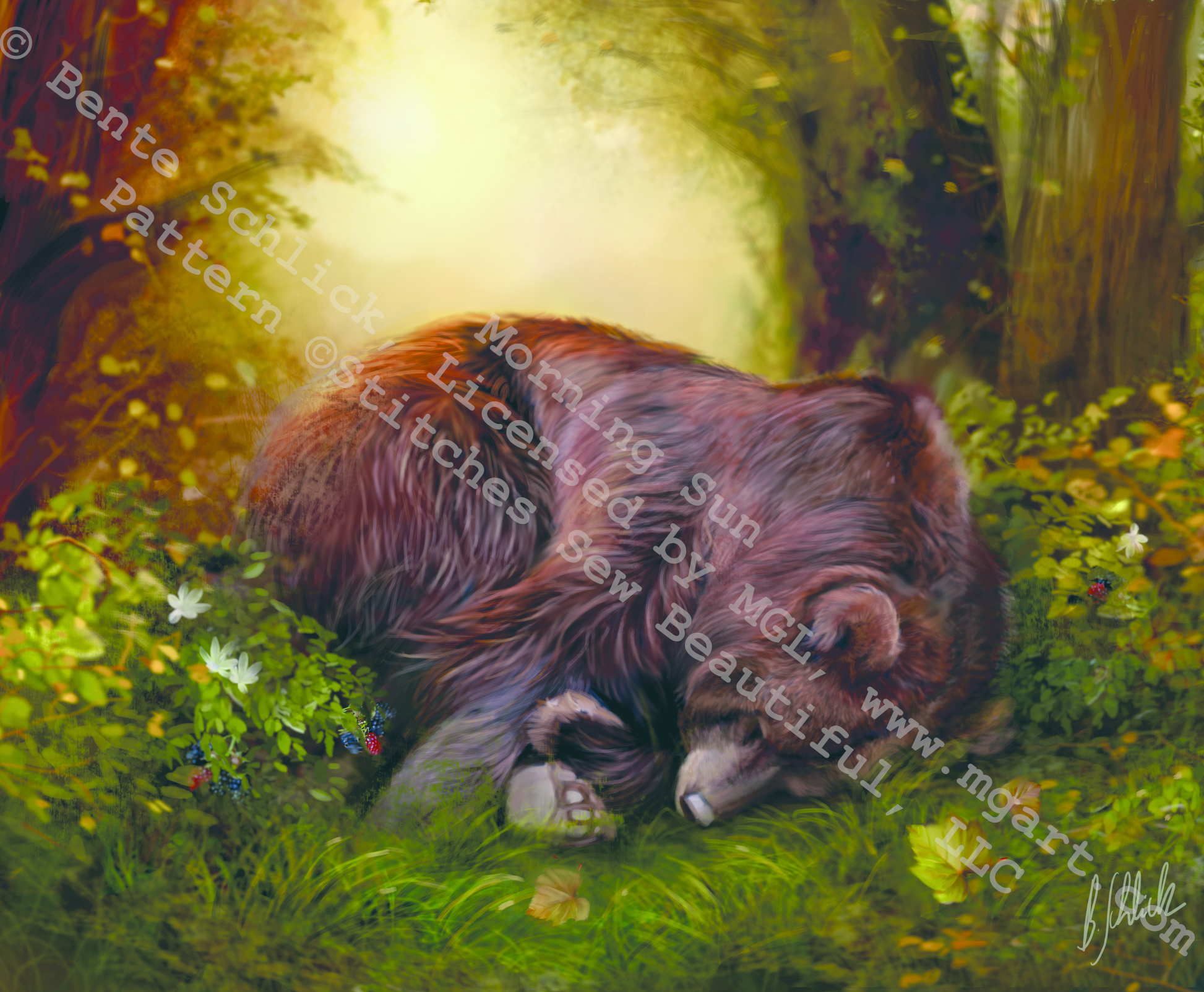 "Morning Sun" cross stitch pattern by Bente Schlick, Licensed by MGL, www.mglart.com