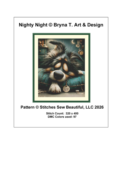 Nighty Night counted cross stitch pattern by Bryna T. Art & Design