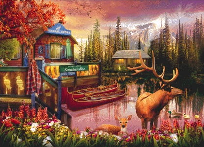 "North American General Store" cross stitch pattern by ArtBeat Studio, Licensed by MGL, www.mglart.com