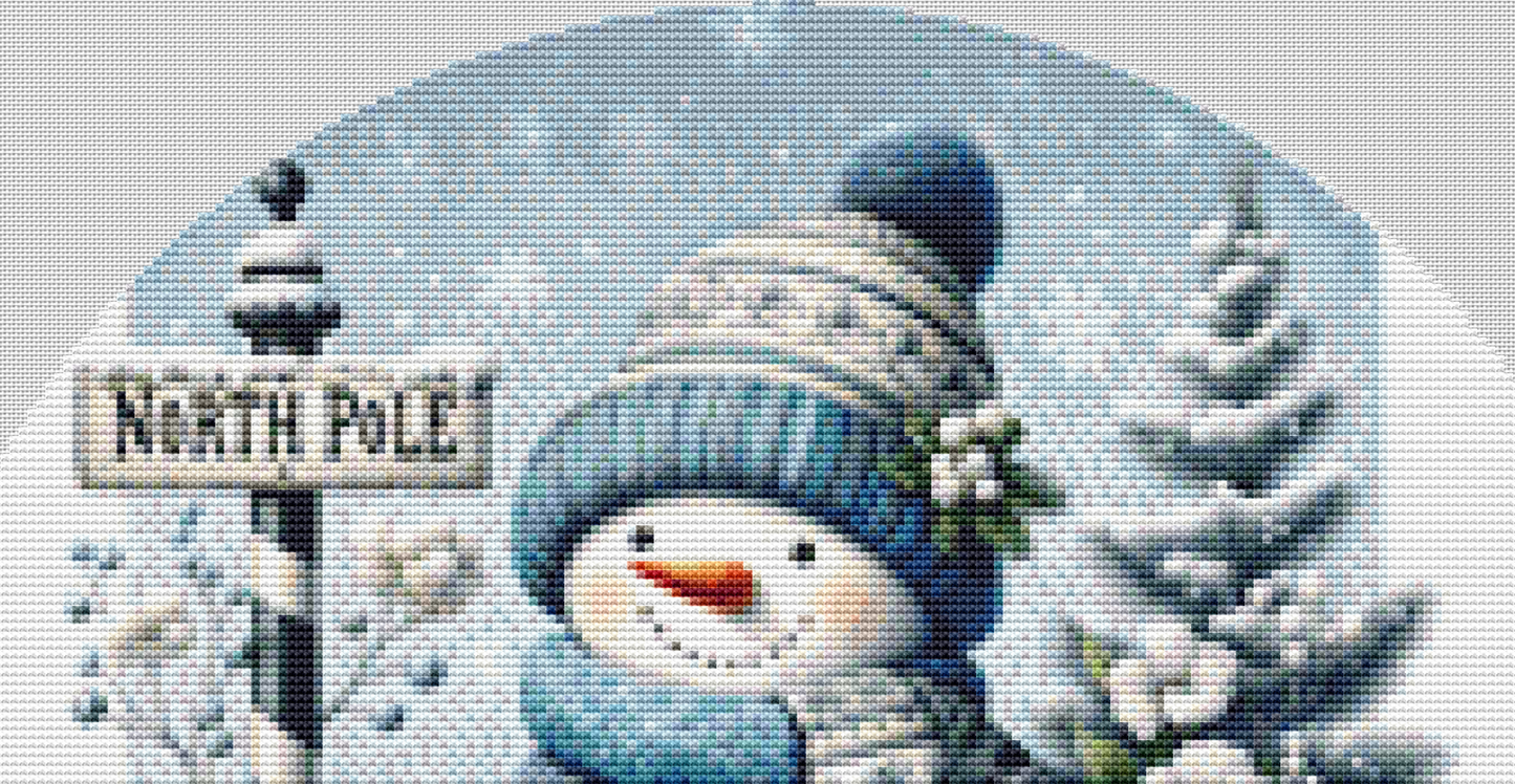 North Pole Snowman (Ornament) counted cross stitch pattern by Crafty Scorpio Designs