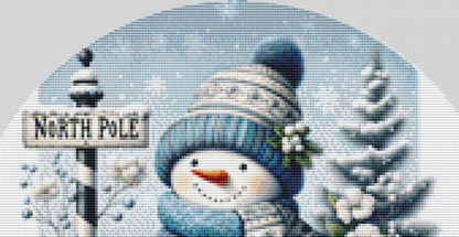North Pole Snowman (Ornament) counted cross stitch pattern by Crafty Scorpio Designs