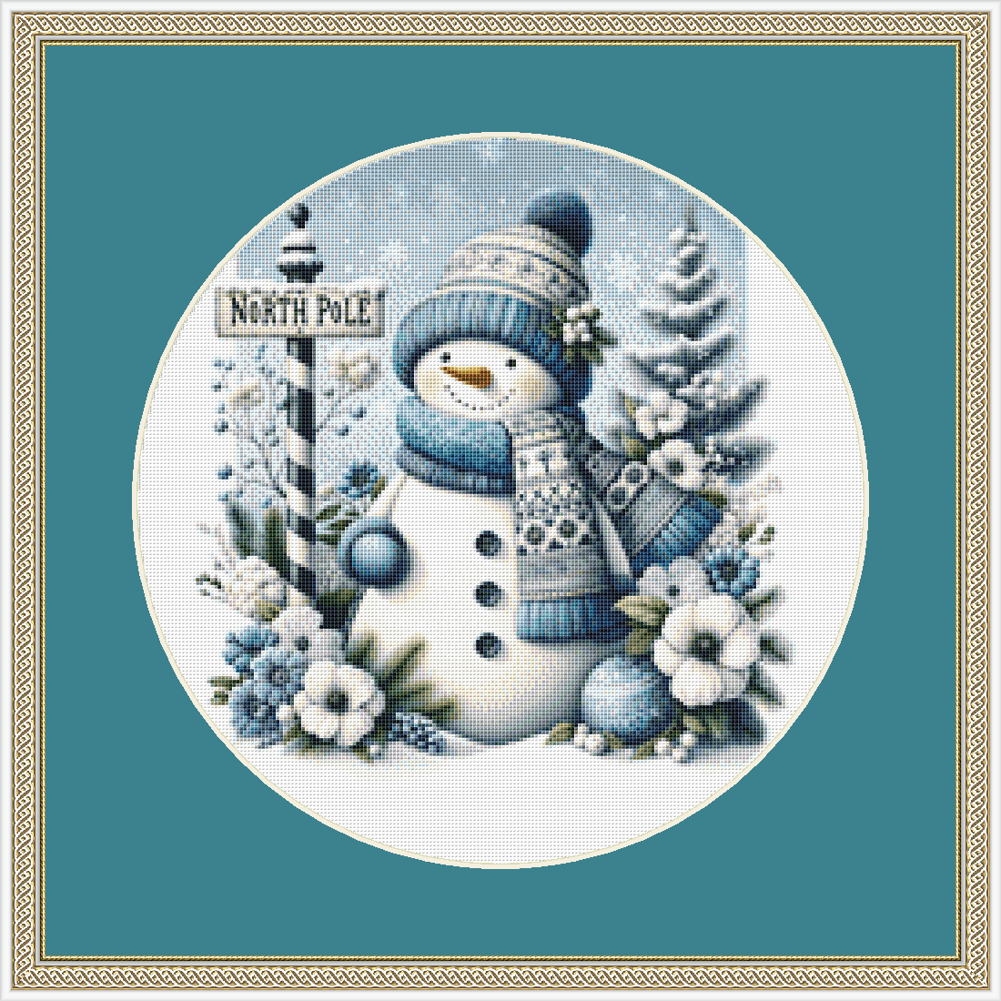North Pole Snowman (Ornament) counted cross stitch pattern by Crafty Scorpio Designs
