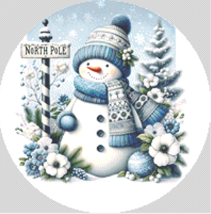 North Pole Snowman (Ornament) counted cross stitch pattern by Crafty Scorpio Designs