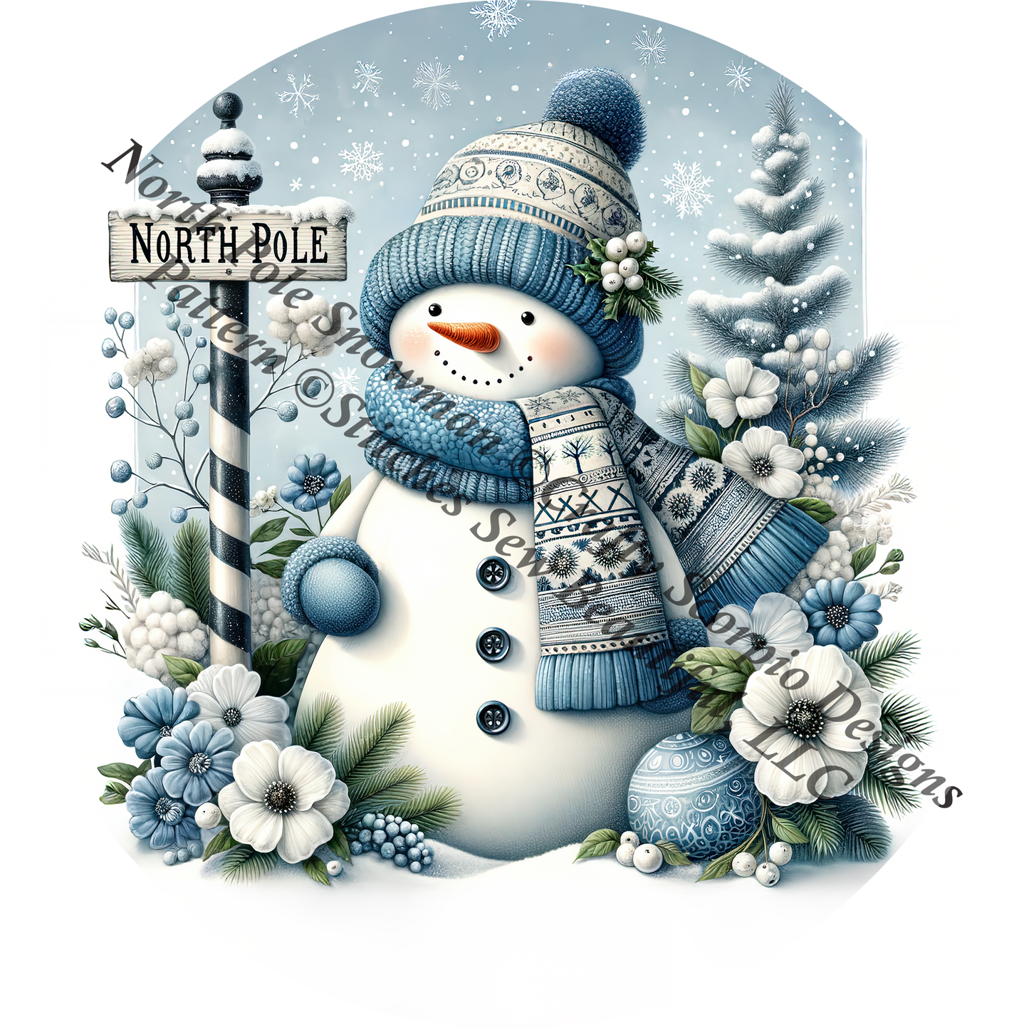 North Pole Snowman (Ornament) counted cross stitch pattern by Crafty Scorpio Designs