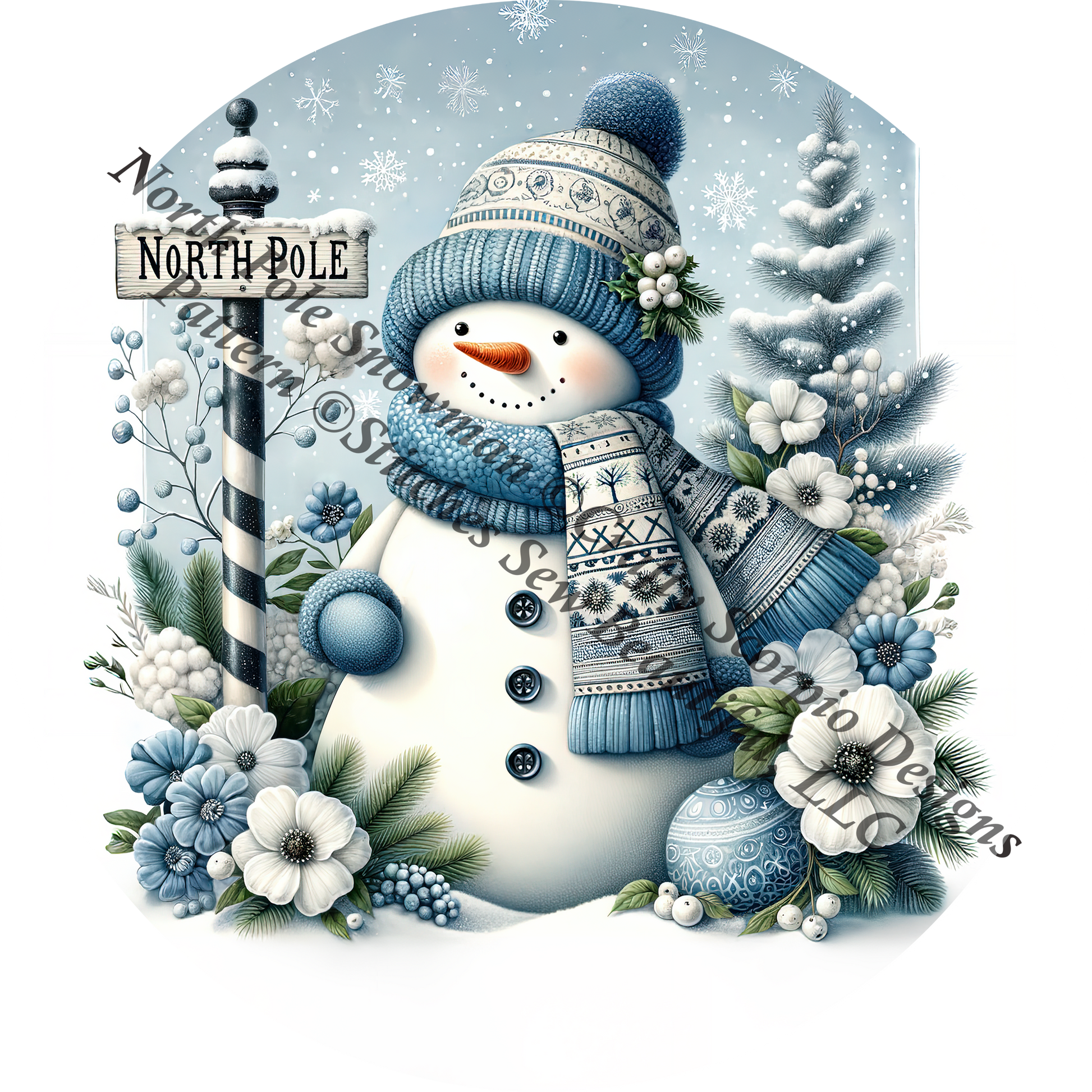 North Pole Snowman (Ornament) counted cross stitch pattern by Crafty Scorpio Designs