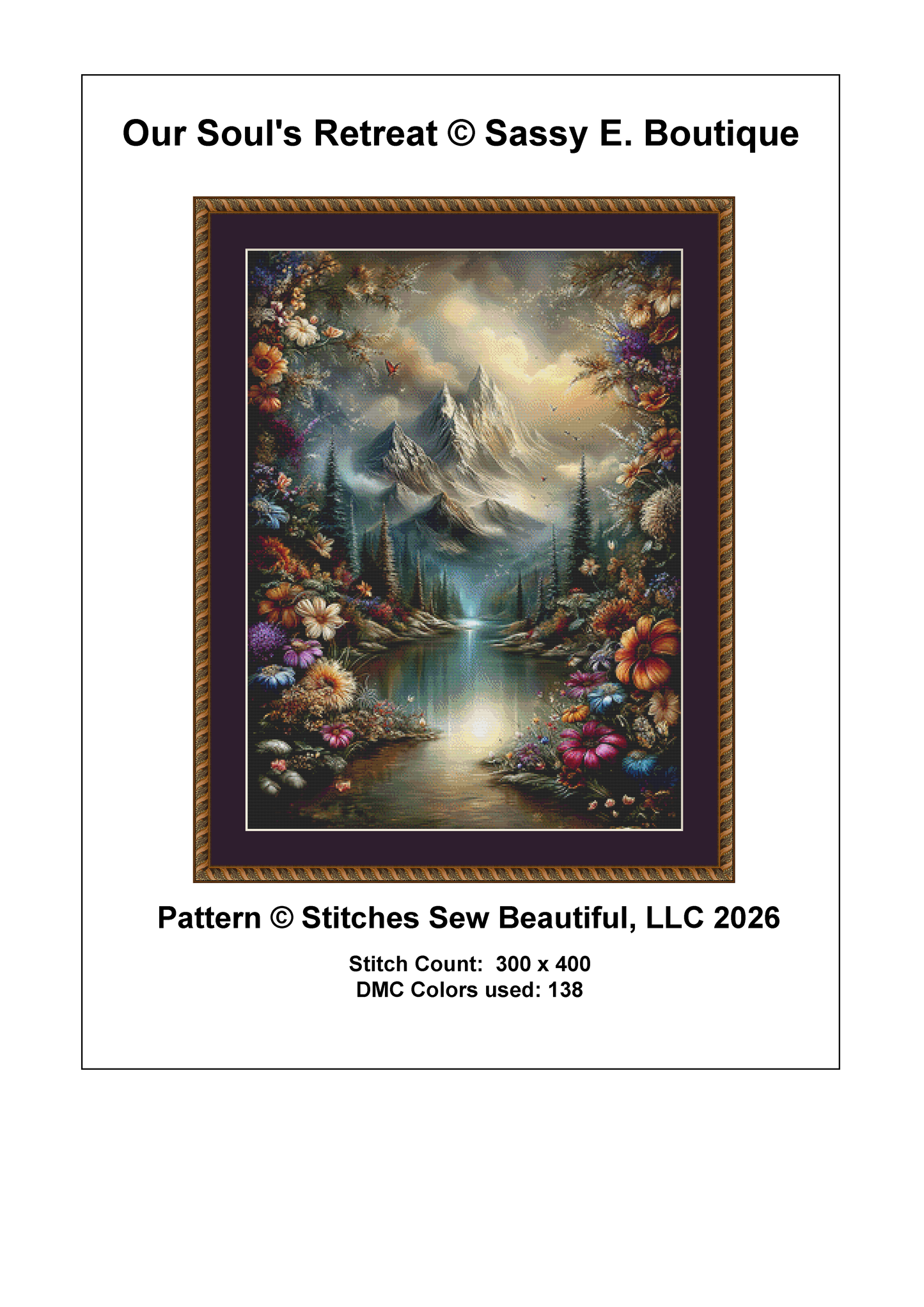 Our Soul's Retreat counted cross stitch pattern by Sassy E. Boutique