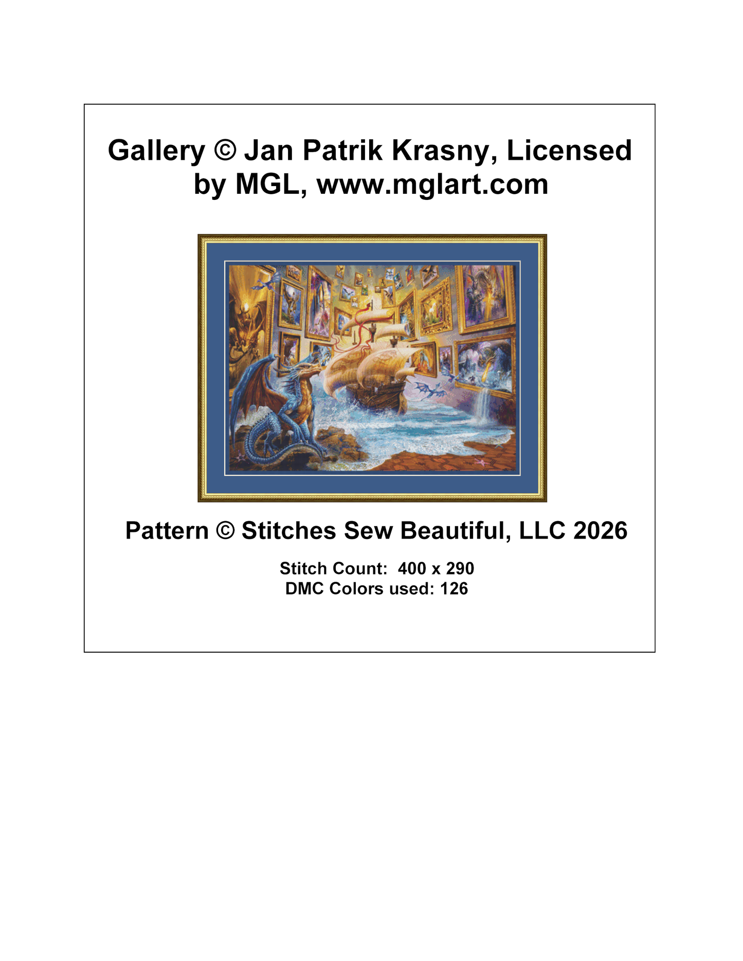 Gallery counted cross stitch pattern by Jan Patrik Krasny, Licensed by MGL, www.mglart.com