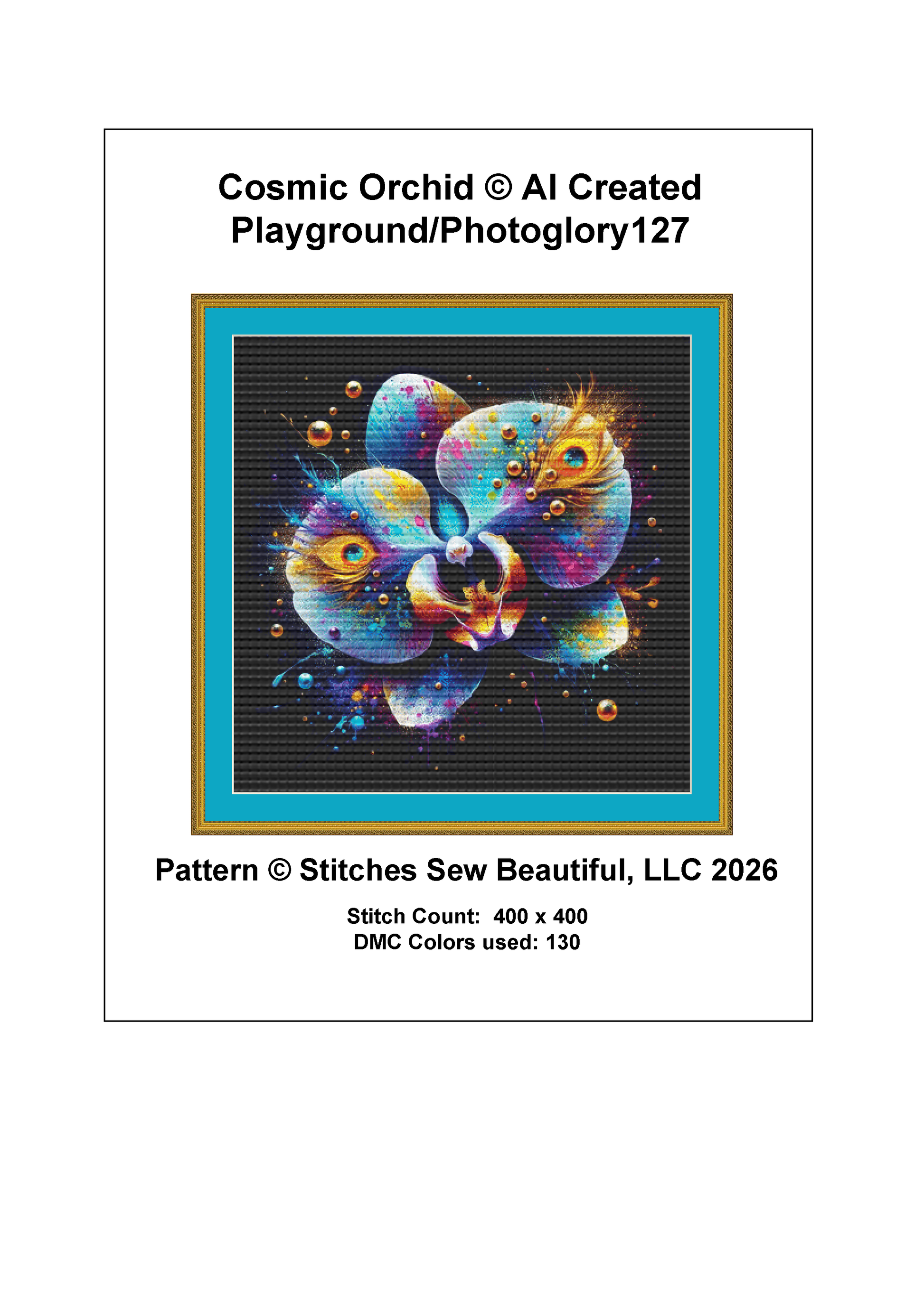 Cosmic Orchid cross stitch pattern by AI Created Playground/Photoglory127