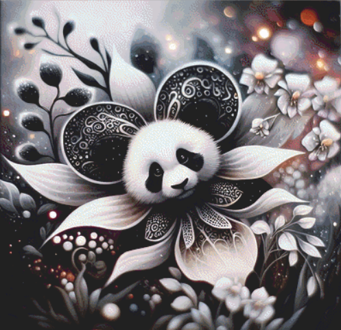 "Panda Petals" cross stitch pattern by AI Created Playground/Photoglory127