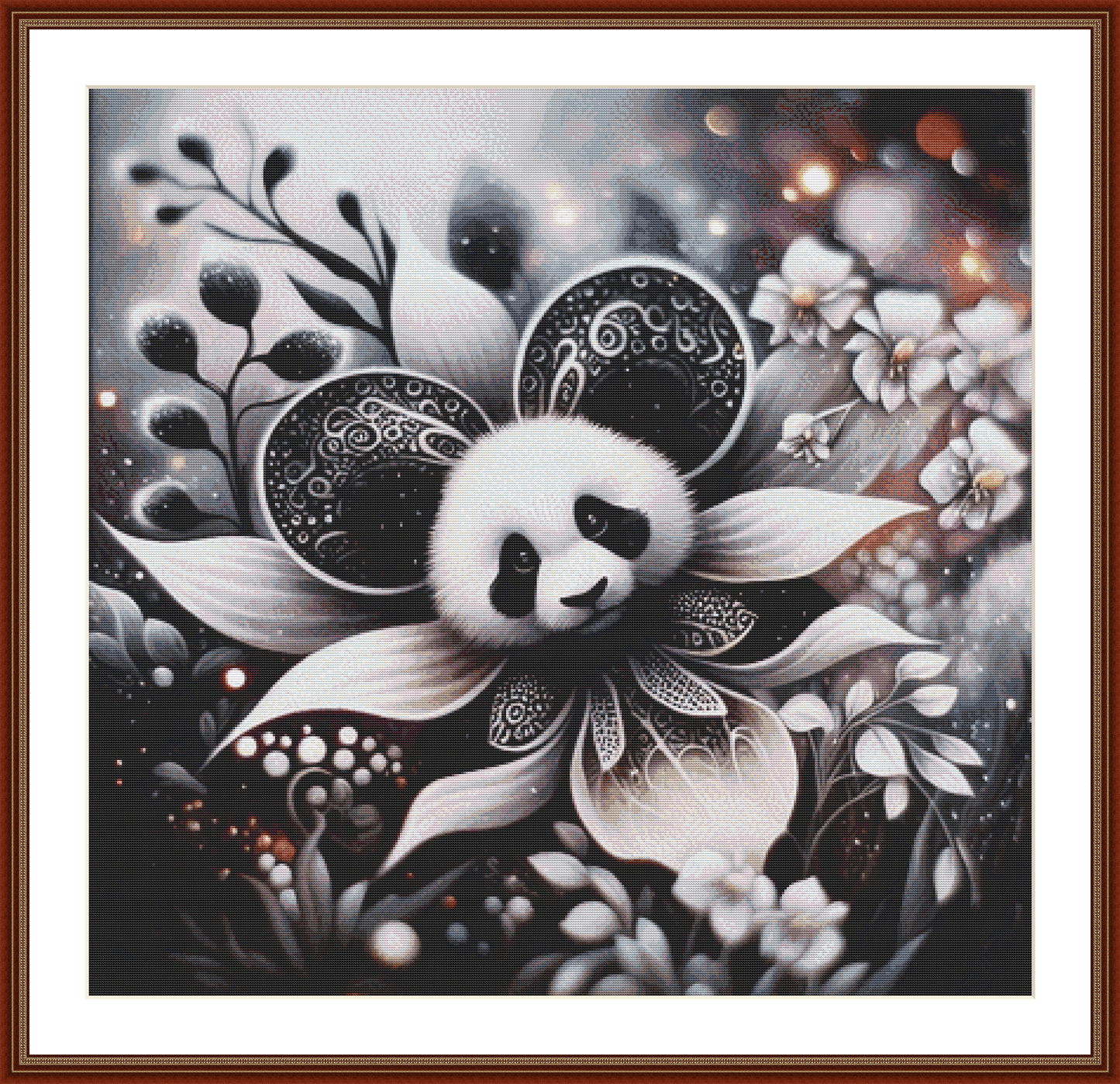 "Panda Petals" cross stitch pattern by AI Created Playground/Photoglory127