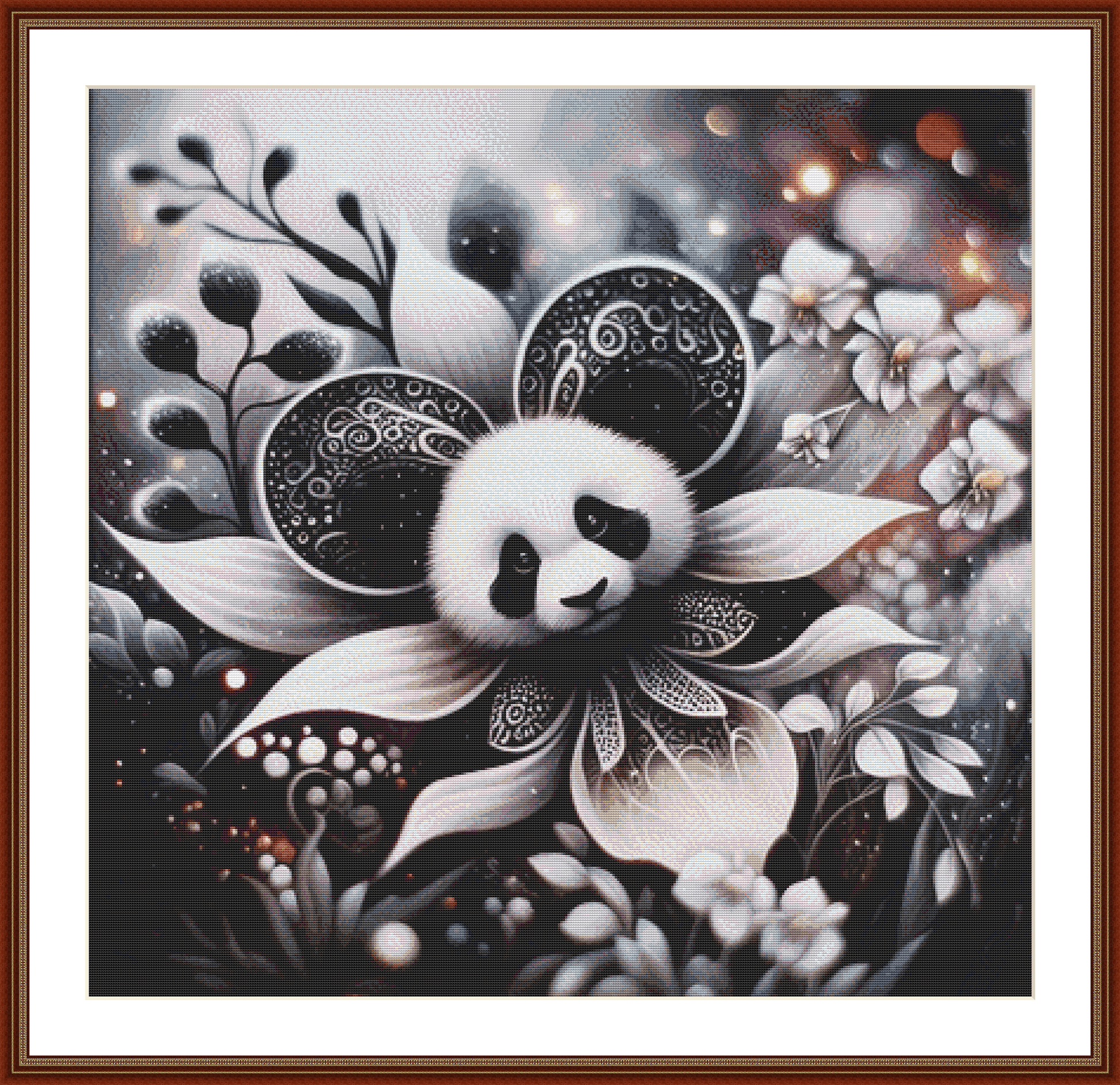 "Panda Petals" cross stitch pattern by AI Created Playground/Photoglory127