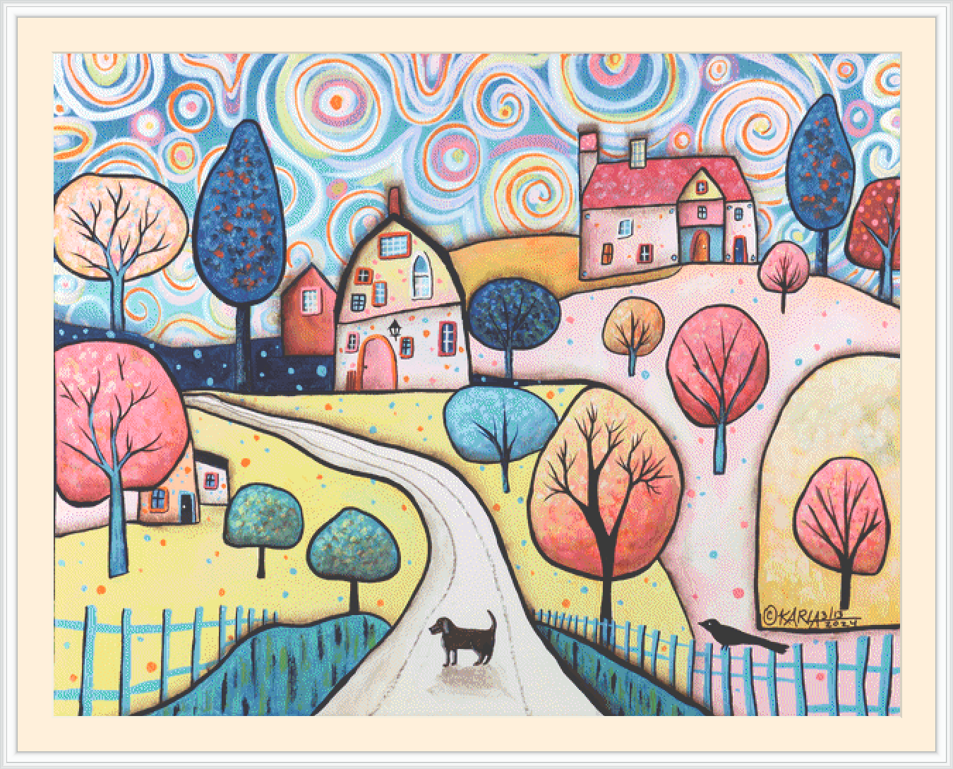 Pastel Landscape (Max Size/Color) counted cross stithc pattern by Karla Gerard