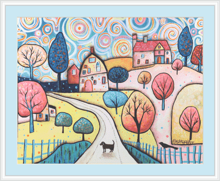 Pastel Landscape counted cross stitch pattern by Karla Gerard